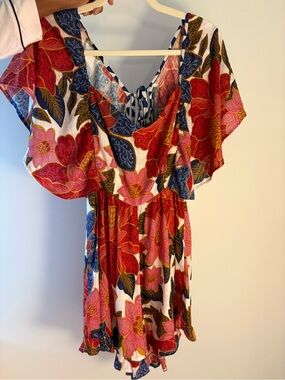 FARM Rio Red, Pink & Blue Floral Mini Dress